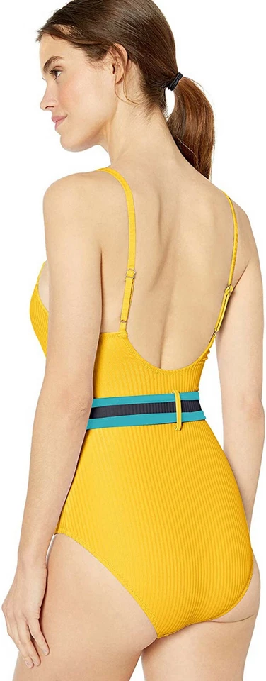 Traje de baño JESSICA SIMPSON acanalado con cinturón de una pieza talla L grande rojo azul  Foto 3 de 3