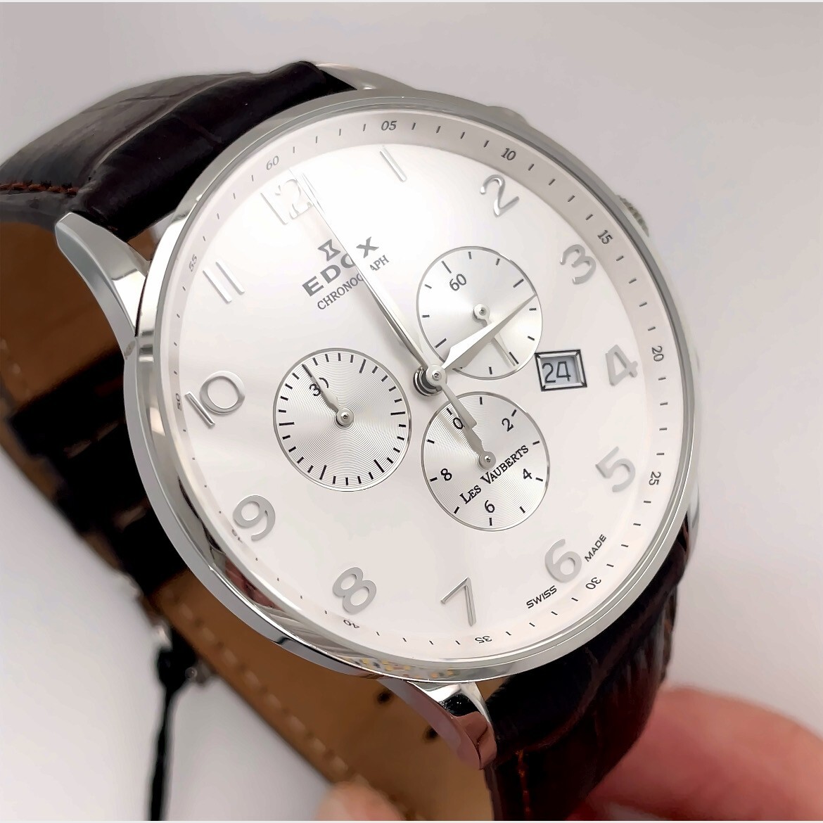 Edox Chronograph Las Vauberts Stainless Steel Wrist Watch