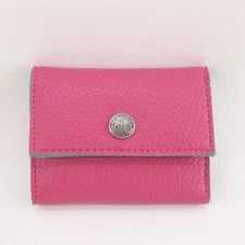 Mini Trifold Wallet Pink Turquoise Faux Pebble Leather ID Cards Cash Coin Clutch