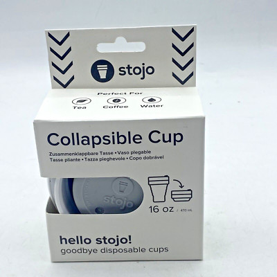 Stojo Collapsible Travel Cup With Straw 16 oz Gray ''Liaison'' Promotional NEW