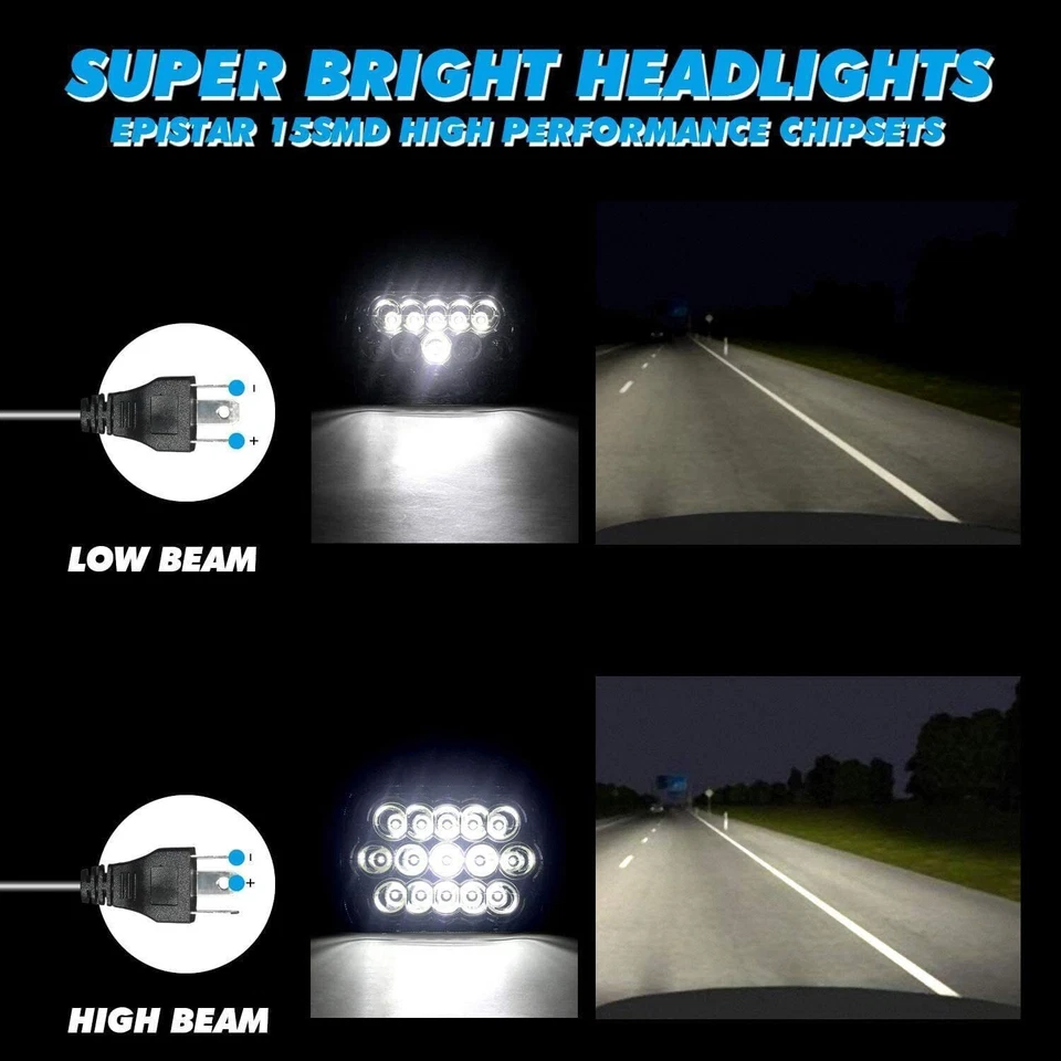 Pair 7x6'' LED Headlights For Nissan Pickup Hardbody 1984-1997 High/Low Beam DOT Foto 2 de 4