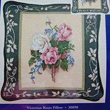  Candamar Needlepoint 30898 Victorian Roses Pillow Kit 14" X 14 1999