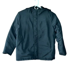 Swiss Tech Jacket Men's M 38-40 Black Full Zip Hooded Rain Lined Hooded Jacket