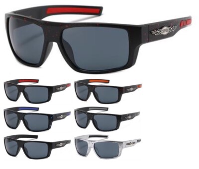 Choppers Rectangular Sports Wrap Sunglasses w/ Splatter Highlights (CP6766) NEW