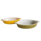 Vtg Pyrex Pixie Au Gratin Casserole Dish 10 Ounce Yellow Green Set of Two