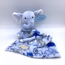 Little Beginnings Lovey Elephant Plush Blue White Baby Security Blanket w/ tag