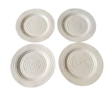 Vintage Sophie Conran Portmeirion White Swirl Ring Dinner Plates 11" Set of 4