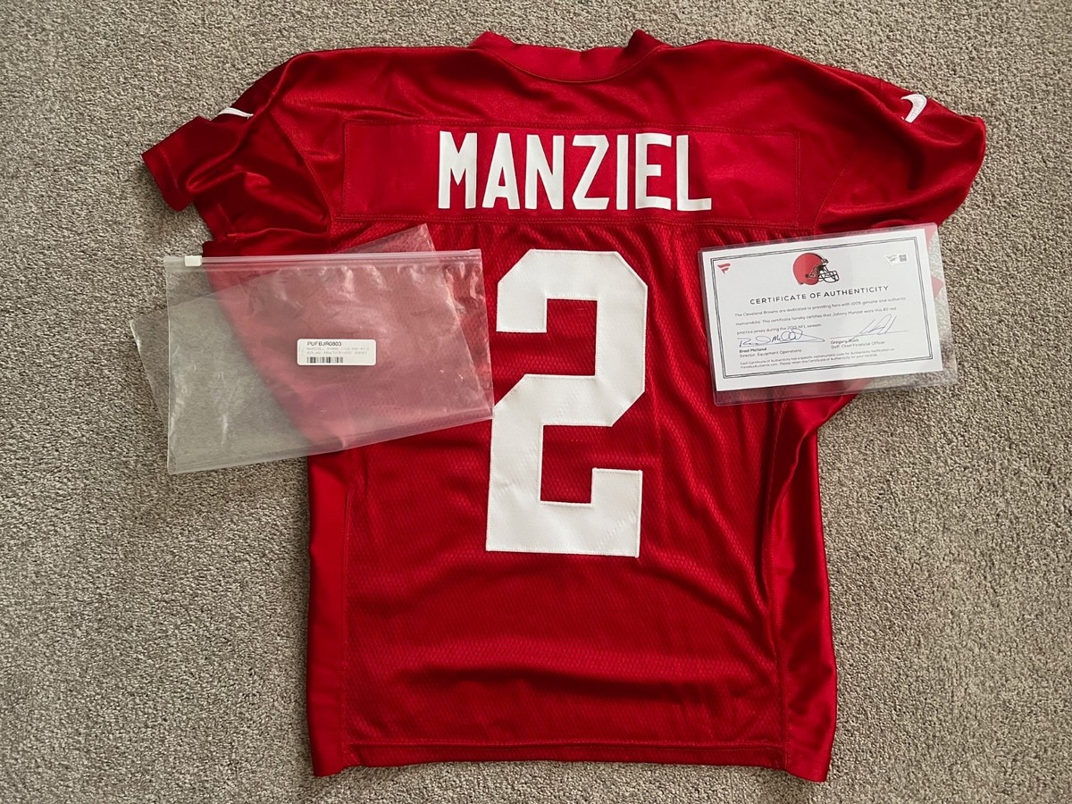 JOHNNY MANZIEL CLEVELAND BROWNS PRACTICE USED JERSEY TEAM COA