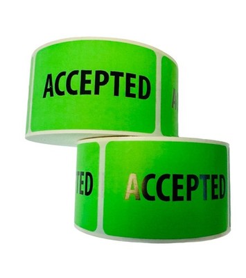 ACCEPTED Quality Control Labels 1.5''x2.5'' Green Stickers 10 Rolls 5000 Total