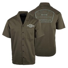 Harley-Davidson Camicia da Uomo con Chiave a Foglia d'Uva S/S Tessuto (S46B)