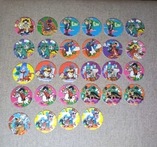 Time Warp Tazos x28 Bulk Lot 1996 - Looney Tunes Glow in the Dark - See Photos 