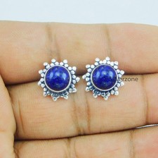 Lapis lazuli Gemstone 925 sterling silver handmade jewelry Stud Earrings