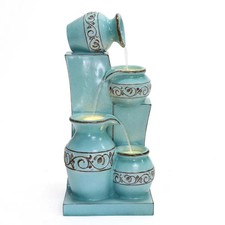 LuxenHome 30 Tall Aqua Blue Outdoor Water Fou...
