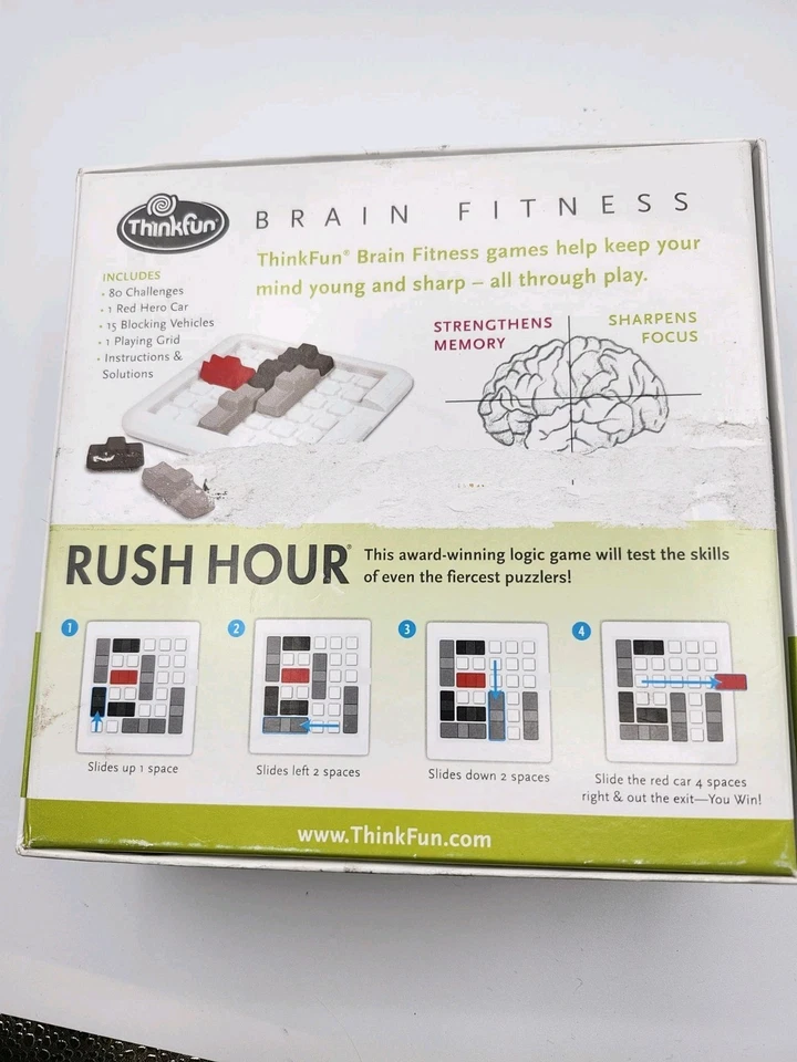 Rush Hour Brain Fitness ThinkFun Sliding Logic Game Education 80 challenges - Image 4 of 4