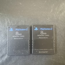 LOT OF 2 BLACK SONY PLAYSTATION 2 PS2 SCPH-10020 8MB MEMORY CARD