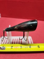 Vintage Creek Chub Plunker Glass Eye Wooden FISHING LURE RARE Black Red Painted2