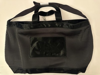 NWT 2025 Victoria's Secret VSX Large Black Mesh Tote Travel Bag Top Zip Closure