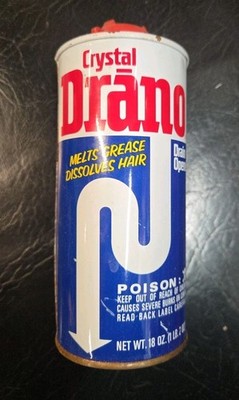 1976 Vintage Drano Pipe Cleaner 18oz, Unopened Rust Free Metal Can