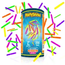 PartySticks Mini Glow Sticks 200 Pack Pink, Orange, Yellow, Purple, Green 