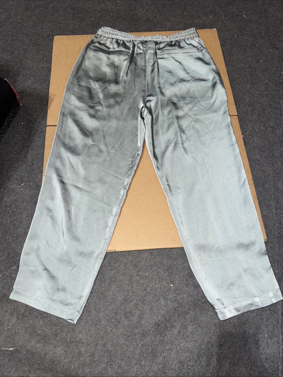 Kith Barrow Pants Mens M Green Stripe Satin Silk Drawstring SAMPLE