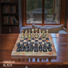 Premium Marble Chess Set Onyx Green & Black H...