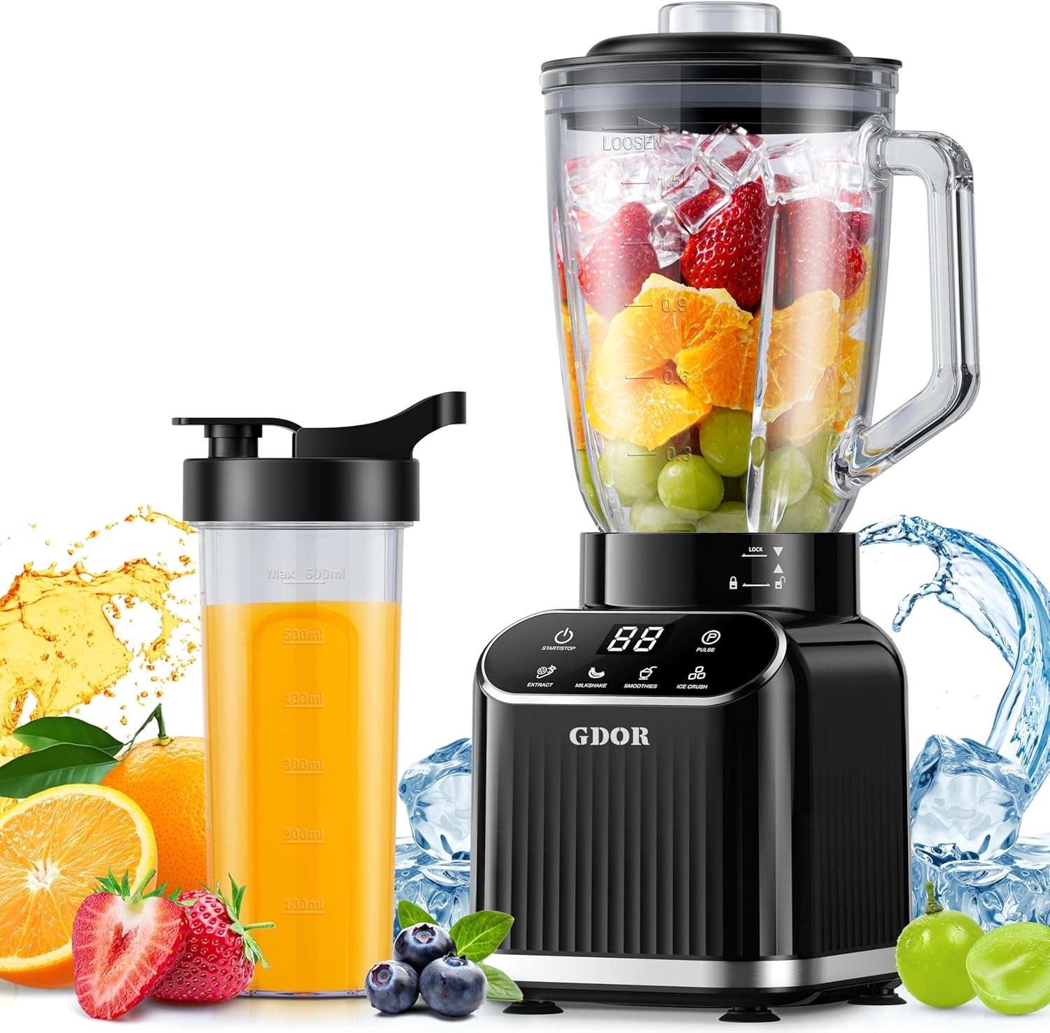 GDOR Professional Blender for Smoothies, 5 Functions, 1200 P