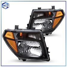For 2005-2008 Nissan Frontier 05-07 Pathfinder Black Headlights Headlamps Pair