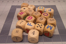 18 Wooden Dice 6 Sided Cubes Random Letter Number DIY Craft Project Cake Topper