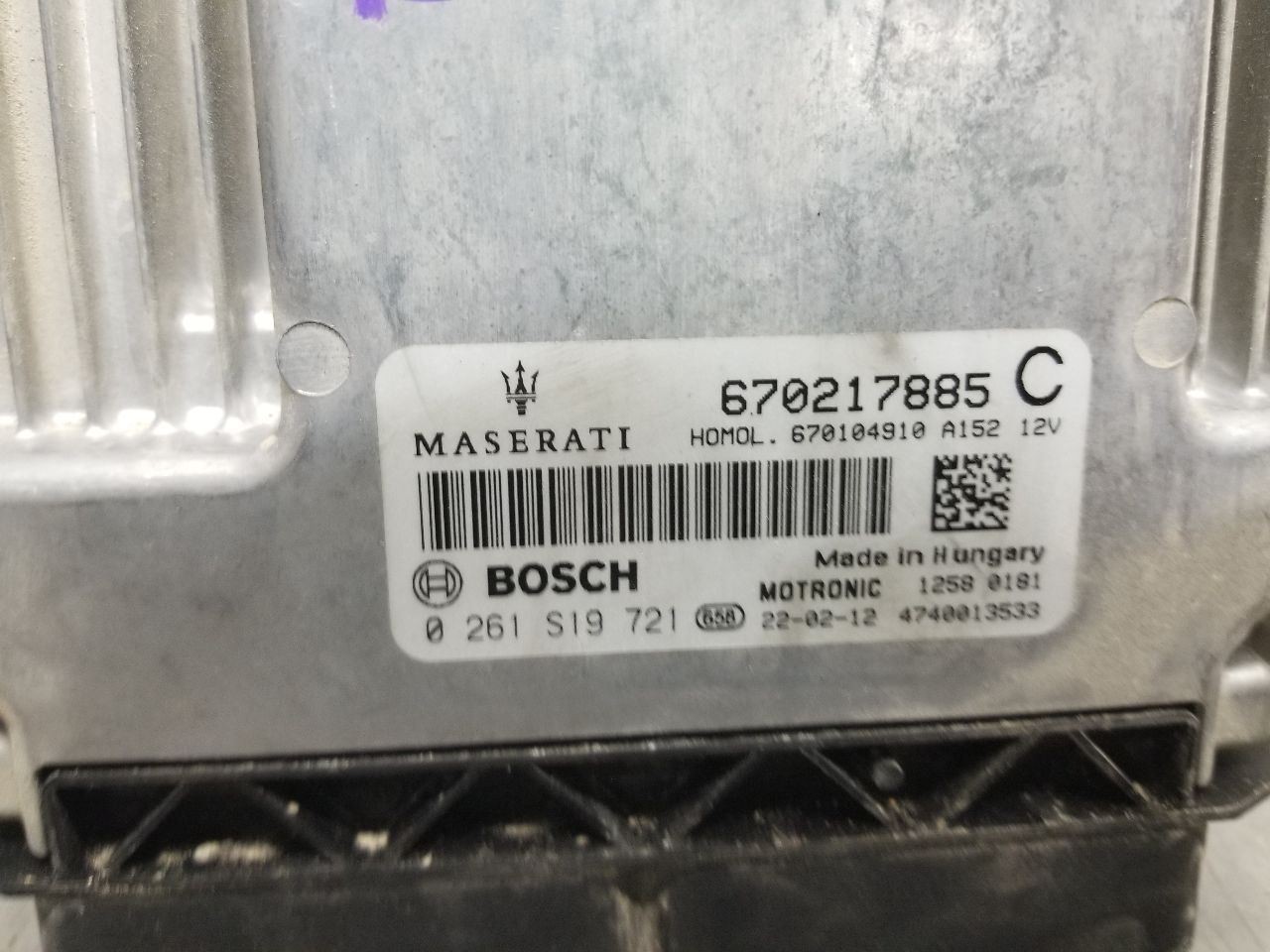 22 2022 MASERATI LEVANTE 3.8L ECM ENGINE CONTROL MODULE 670217885