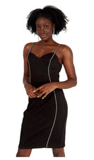 Blue Vanilla Size 10 Princess Black Diamante Trim Length 38” Bodycon DRESS Party