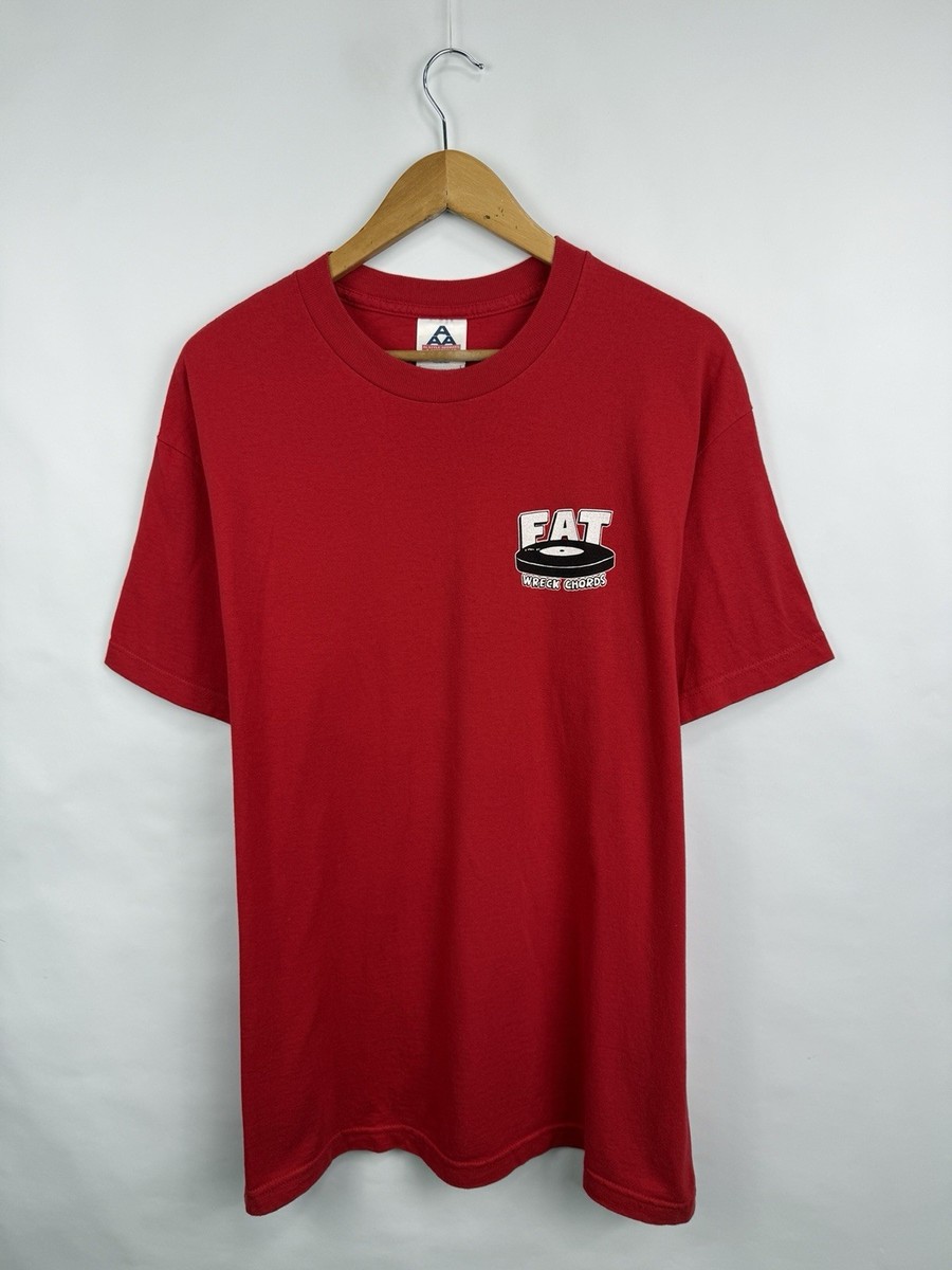 FAT WRECK CHORDS ファット ニット バーガンディ 刺繍 USA製 🇺🇸 Vtg 90s FAT Wreck Chords Punk Rock USA Label T-Shirt NOFX