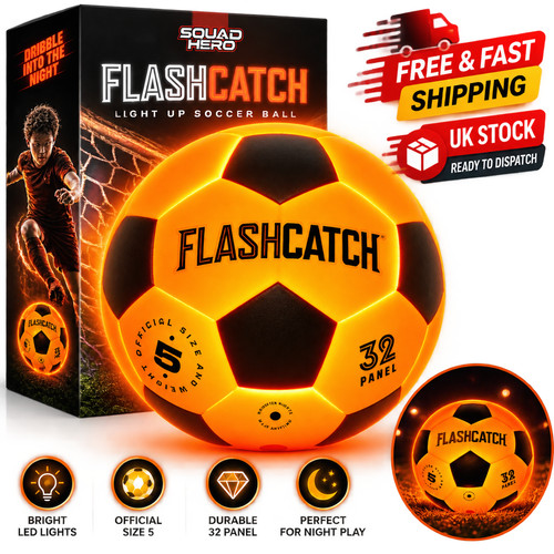 Light Up Football Glow Soccer Ball LED Kids Outdoor Sports Pvc Toy Night Play UK