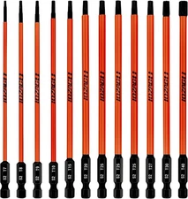 12Pcs Long Torx Bit Set 6-Inch (152mm), T7 to T40, Magnetic Security Tamper Proo