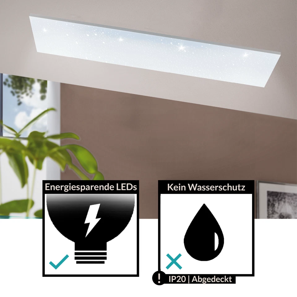 LED Panel Deckenlampe für Büro und Küche Kristall Deckenleuchte Weiß 100x24 cm - Bild 4 von 4