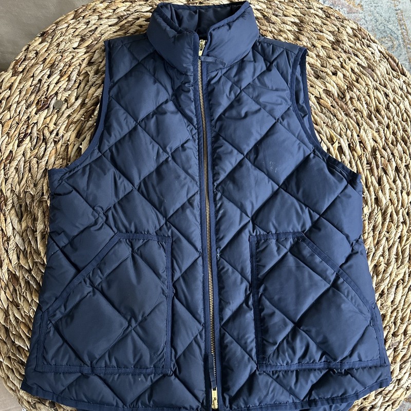 J Crew Women’s Blue Quilted Vest Full Zip Size L