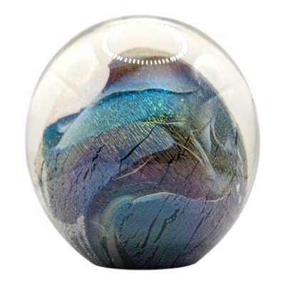 Signed Robert Eickholt Art Glass Dichroic Paperweight 1983 Vintage Abstract