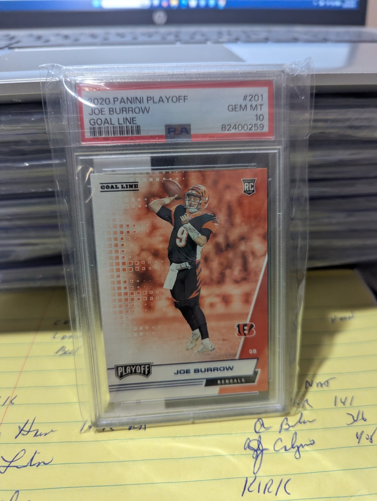 2020 Joe Burrow Panini Playoff  Goal Line #201 Rookie Card PSA 10 GEM