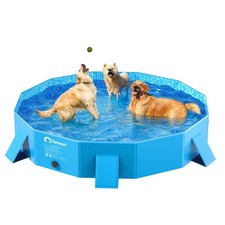 Foldable Dog Kiddie Pool with Stable Side Support, Hard Plastic Shell Portabl...