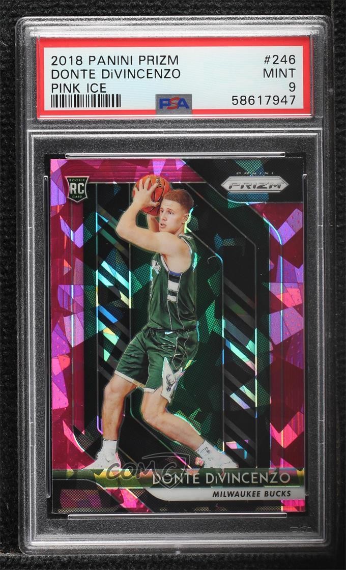 2018-19 Panini Prizm Pink Ice Prizm Donte DiVincenzo #246 PSA 9 MINT 1s6
