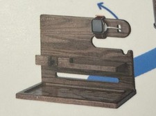 Wooden Bedside Phone Docking Station Wallet Watch Jewelry Holder Key Stand