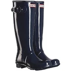 HUNTER Sz 8 Melody Blue Gloss Original Back Adjustable Rain Boots Pull On LM1-38