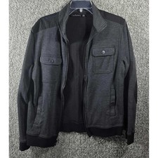 Marc Anthony Full Zip Jacket Charcoal Grey Elbow Patches Utility Mens Large