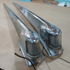 1950 Oldsmobile 88 Rear Fender Chrome Top Crown Ornament Pair 5939667 3959668