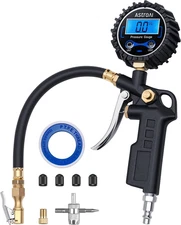 Digital Tire Pressure Gauge with Inflator, 3-250 PSI Air Chuck & Compressor Acce
