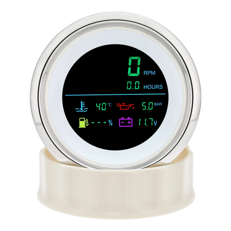 85mm Boat 6 in 1 Tachometer with Fuel Level Water Temp Oil Pressure Voltmeter - Image 4 of 4