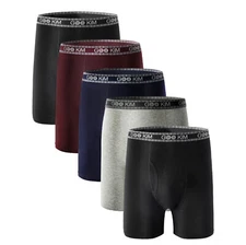 5PK Men's Soft Cotton Boxer Briefs Fly Front Underwear Size: M. Fit for waist si