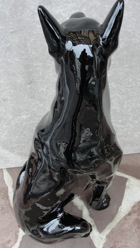 Dobermann Lebensgroß Sitzend Figur Tierfigur Design Hund Groß Hochglanz Schwarz - Picture 4 of 11