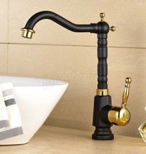 Single Handle Bathroom Basin Sink Faucet Black Gold Brass Mixer Tap Deck Mount