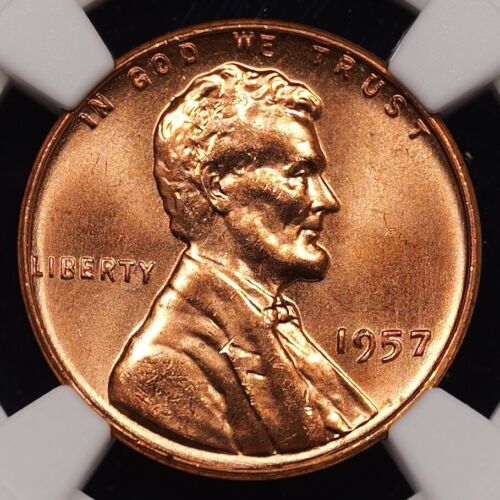 1957 Lincoln Wheat Cent 1c - NGC GRADED MS66 RD - Picture 2 of 4
