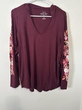 Torrid Super Soft Knits Zinfandel Floral Sleeve Hoodie Sweater Size M/L 00 